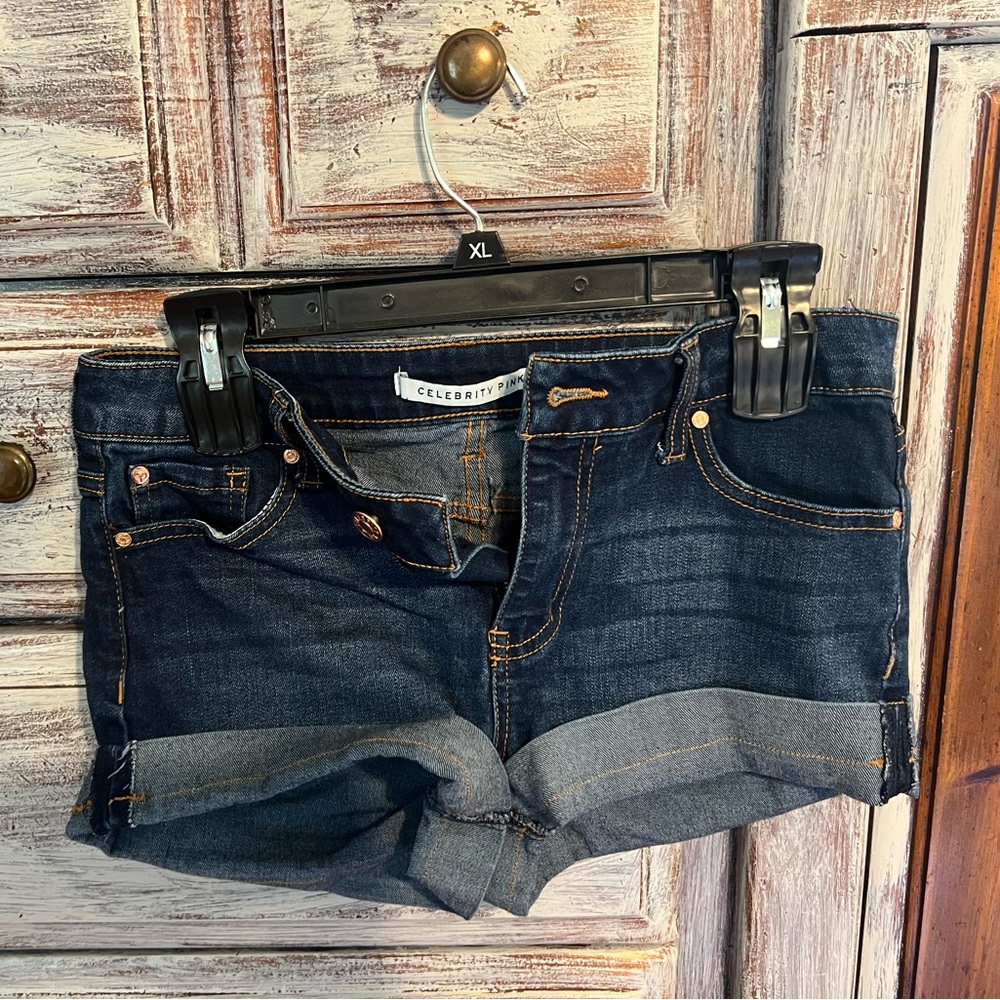 CELEBRITY PINK DARK WASH JEAN SHORTS